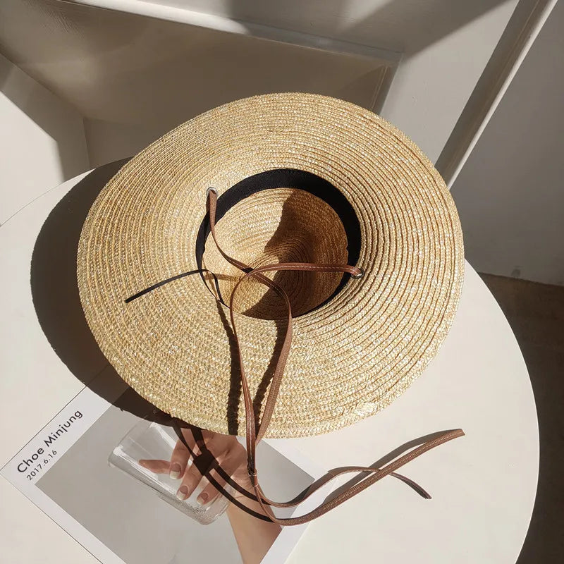 New 2024 Belt Strap Straw Sun Hat For Women Fashion