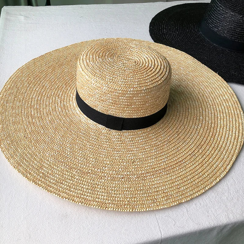 New Wide Brim Boater Hat 15cm Wide Brim Straw Hat