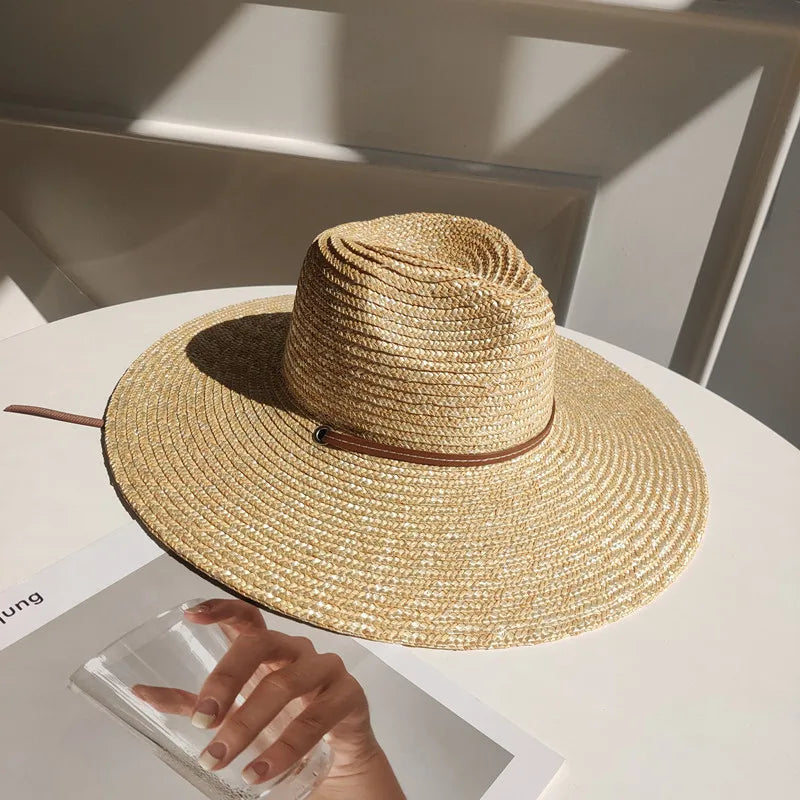 New 2024 Belt Strap Straw Sun Hat For Women Fashion