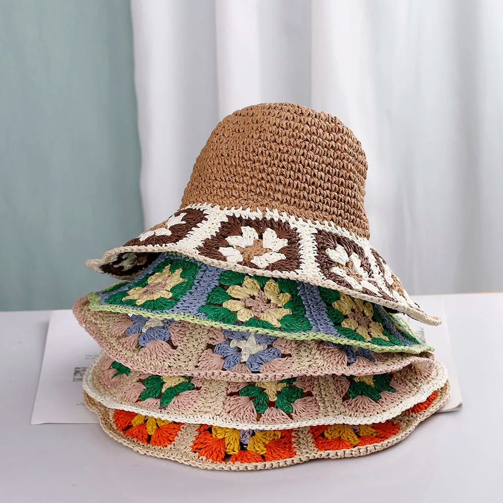 Womens Straw Hats crochet hat Panamas UV Protection Sun