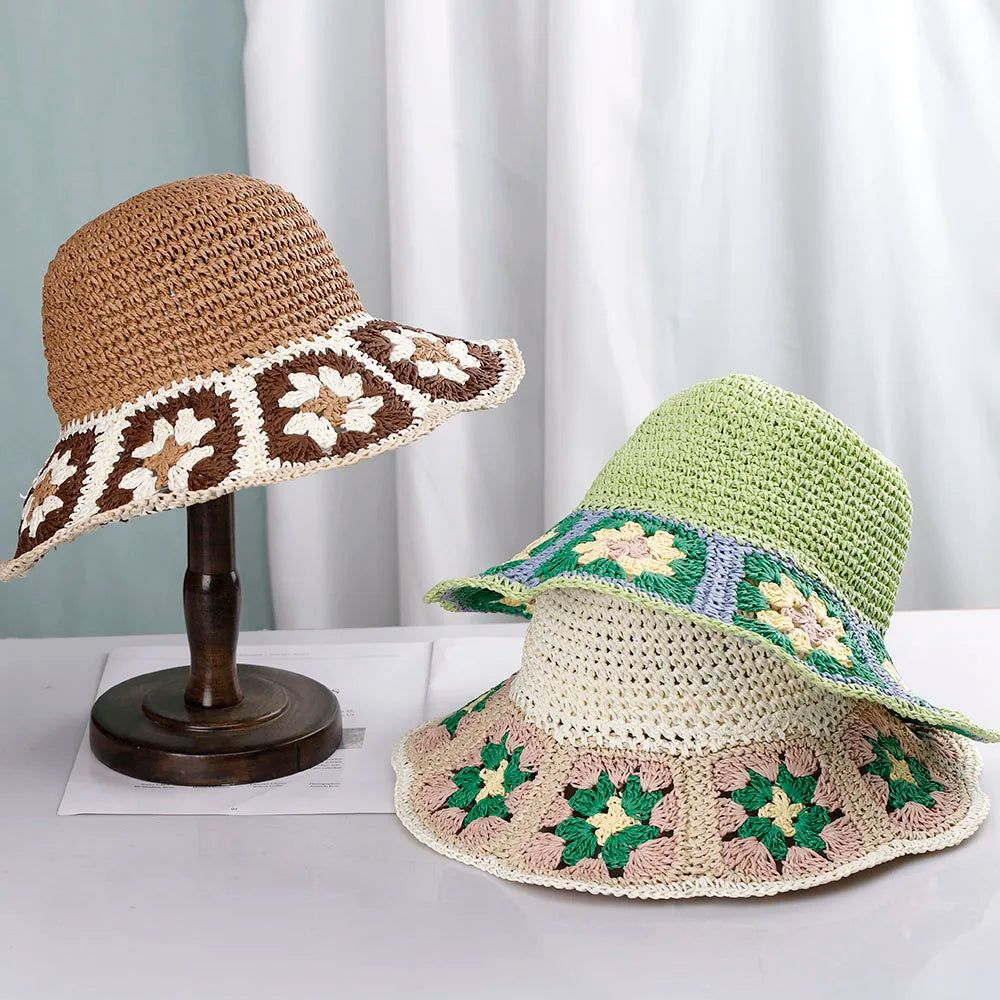 Womens Straw Hats crochet hat Panamas UV Protection Sun