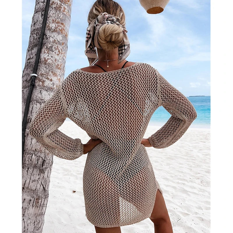 Crochet Beach Cover Up Sexy Bikinis Cover-ups Dress Women