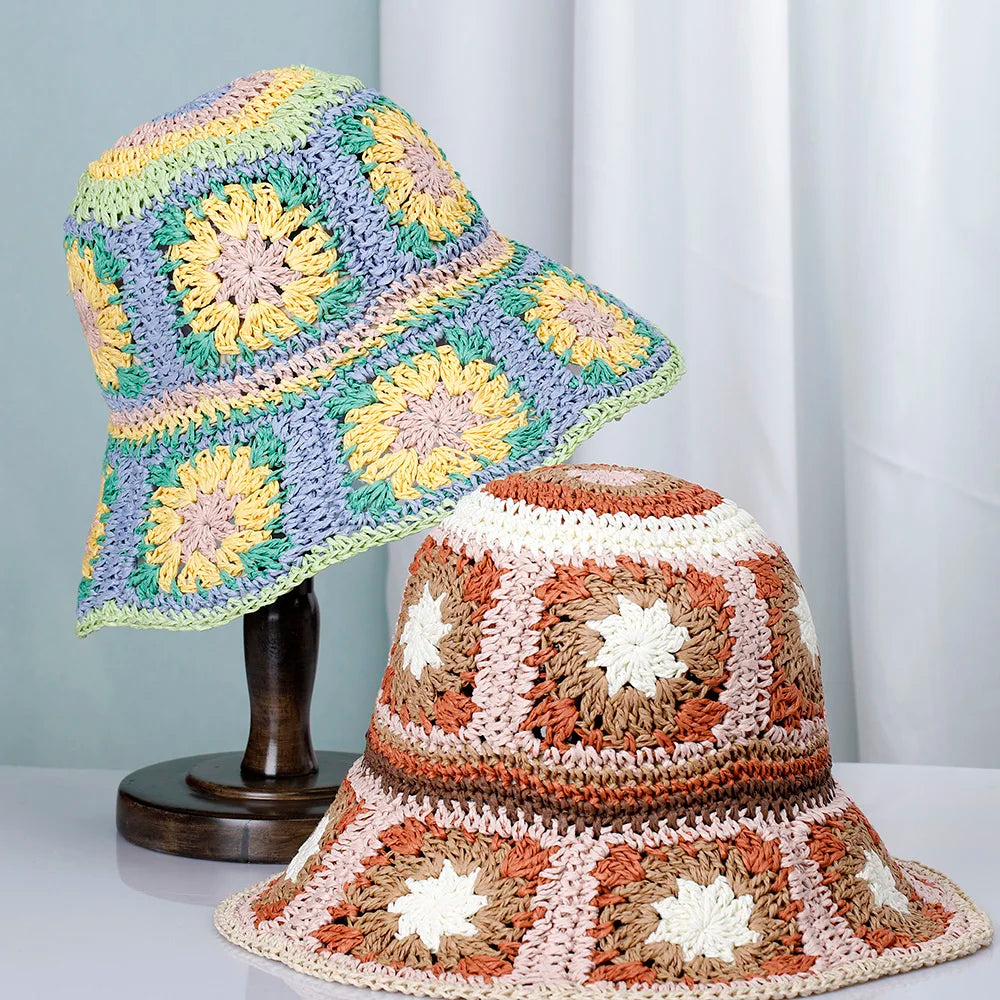 Womens Straw Hats crochet hat Panamas UV Protection Sun