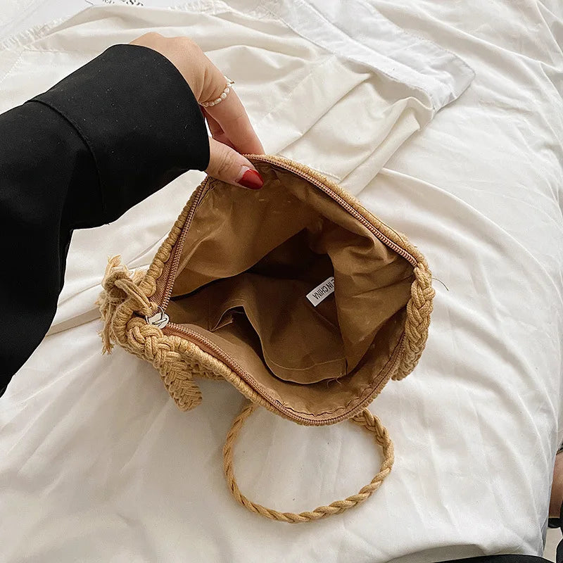 Women Summer Straw Messenger Bag Hollow Out