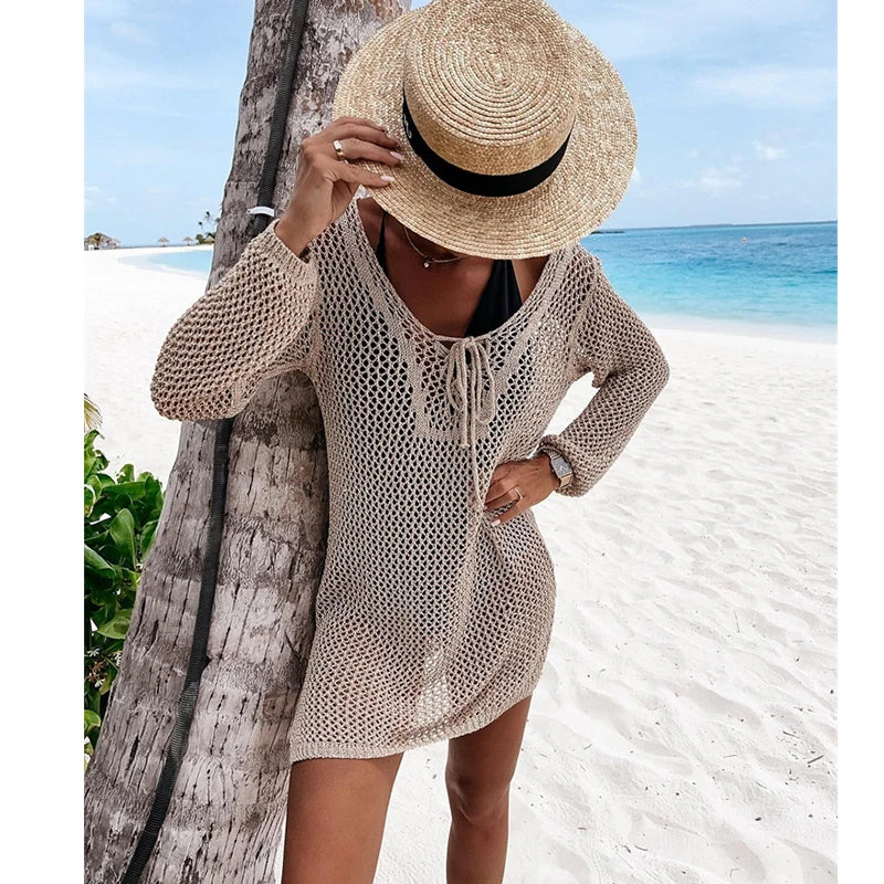 Crochet Beach Cover Up Sexy Bikinis Cover-ups Dress Women