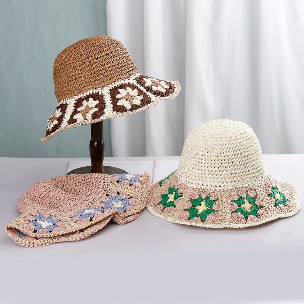 Womens Straw Hats crochet hat Panamas UV Protection Sun