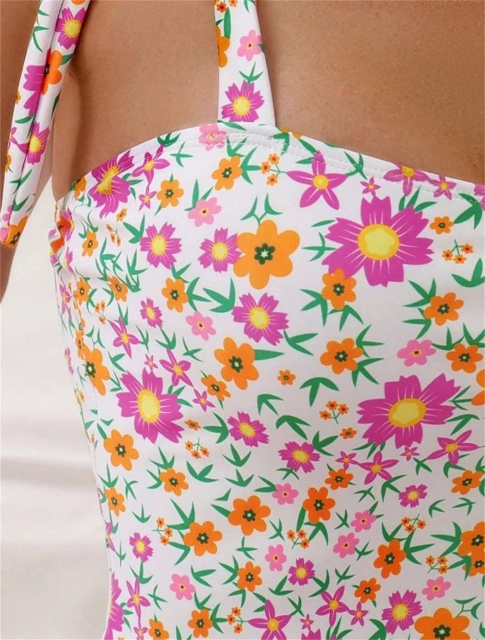 Lovely Floral Bikini Bowknot Bandage Straps Monokini Kawaii Swimsuit