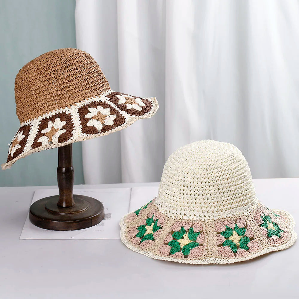 Womens Straw Hats crochet hat Panamas UV Protection Sun